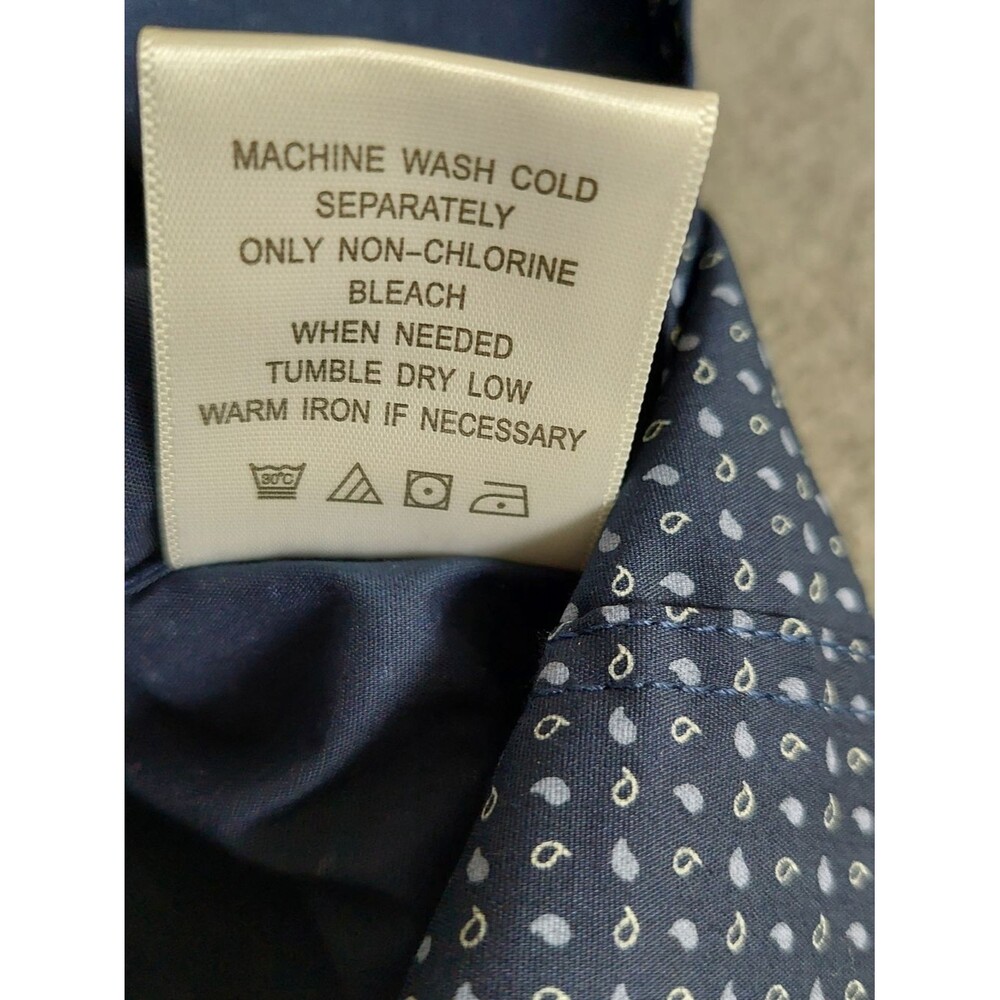 NWT Ben Sherman Men’s Slim Fit Stretch Paisley Button Down Shirt Navy L - Picture 7 of 9